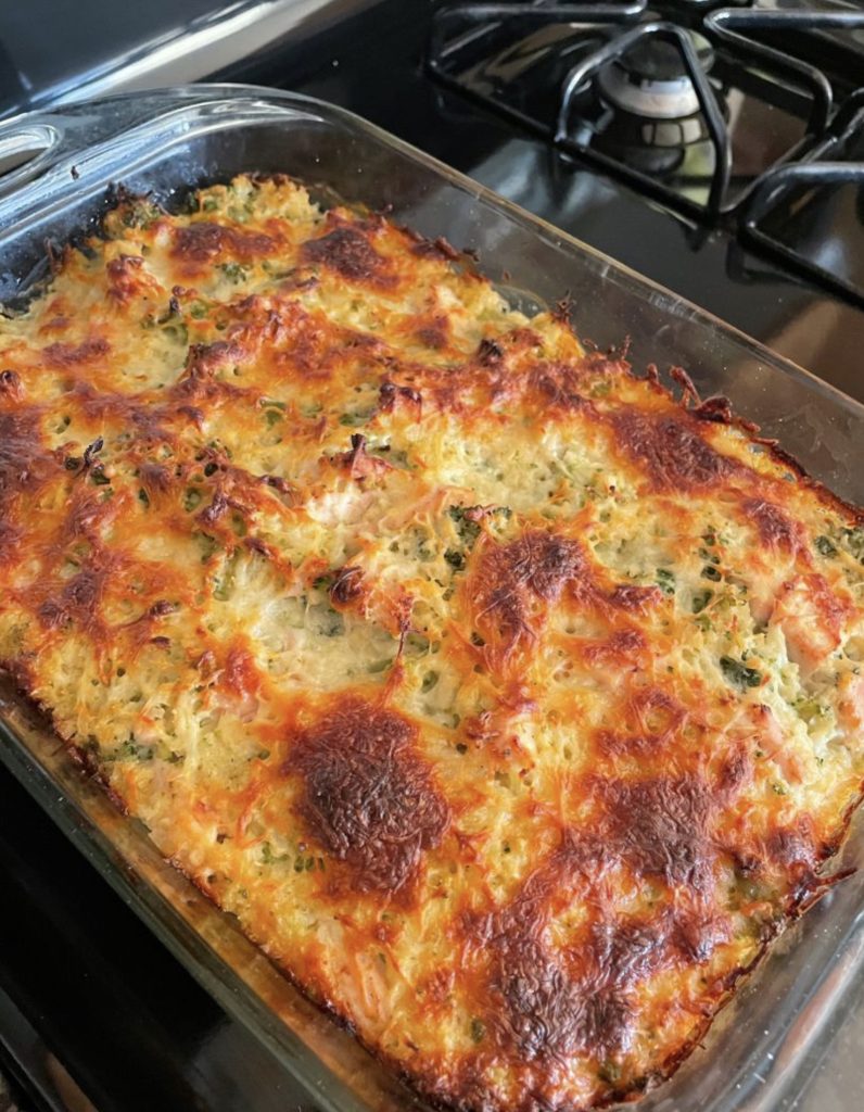 BROCCOLI CAULIFLOWER RICE CHICKEN CASSEROLE