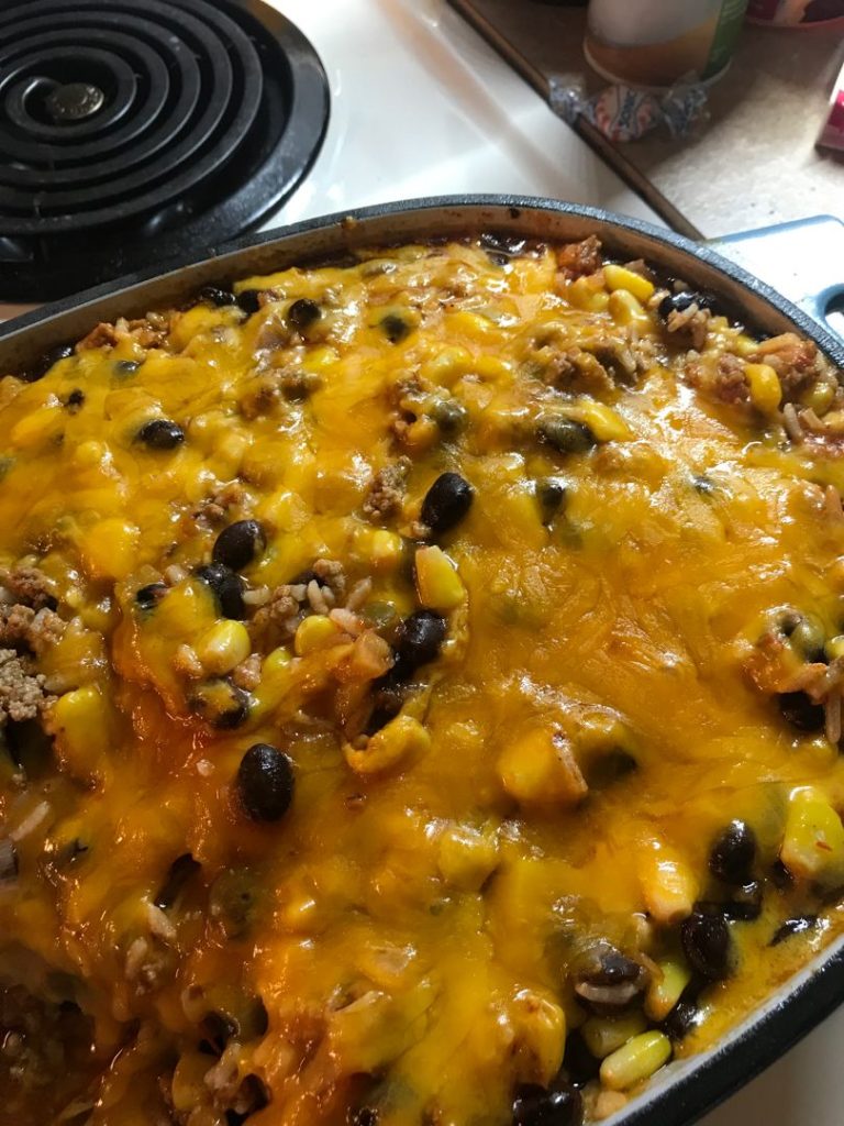 Cheesy Ground Beef Rice Casserole