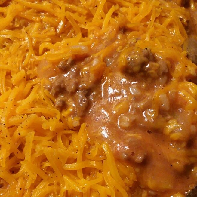 Cheesy Tomato Ground Beef and Rice