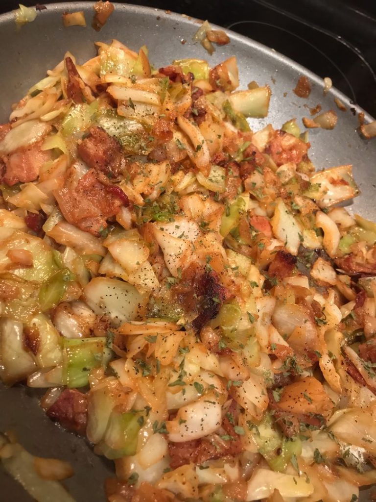 FRIED CABBAGE WITH BACON ONION AND GARLIC